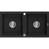 Mexen Mario dvoukomorový žulový dřez 820 x 436 mm, černý, sifon chrom - 6504822000-77