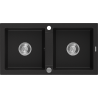 Mexen Mario granitový dřez 2-komorový 820 x 436 mm, černý, chromový sifon - 6504822000-77