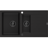 Mexen Matias granitový dřez 1,5-komorový s odkapávačem 900 x 505 mm, černý, černý sifon - 6502901505-77-B