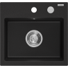 Mexen Milo granitový dřez 1-komorový 435 x 410 mm, černý, sifon chrom - 6505441000-77