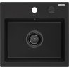 Mexen Milo granitový dřez 1-komorový 435 x 410 mm, černý, sifon černý - 6505441000-77-B