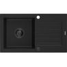 Mexen Pablo jednorázový granitový dřez s odkapávačem 752 x 436 mm, černý, černý sifon - 6510751010-77-B