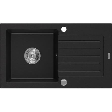 Mexen Pablo jednodřezový granitový dřez s odkapávačem 752 x 436 mm, černý, sifon chrom - 6510751010-77