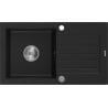 Mexen Pablo jednodřezový granitový dřez s odkapávačem 752 x 436 mm, černý, sifon chrom - 6510751010-77