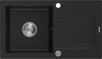 Mexen Pablo jednodřezový granitový dřez s odkapávačem 752 x 436 mm, černý, sifon chrom - 6510751010-77