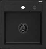 Mexen Vito granitový dřez 1-komorový 520 x 490 mm, černý, sifon černý - 6503521000-77-B
