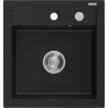 Mexen Vito granitový dřez 1-komorový 520 x 490 mm, černý, sifon chrom - 6503521000-77