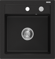 Mexen Vito granitový dřez 1-komorový 520 x 490 mm, černý, sifon chrom - 6503521000-77