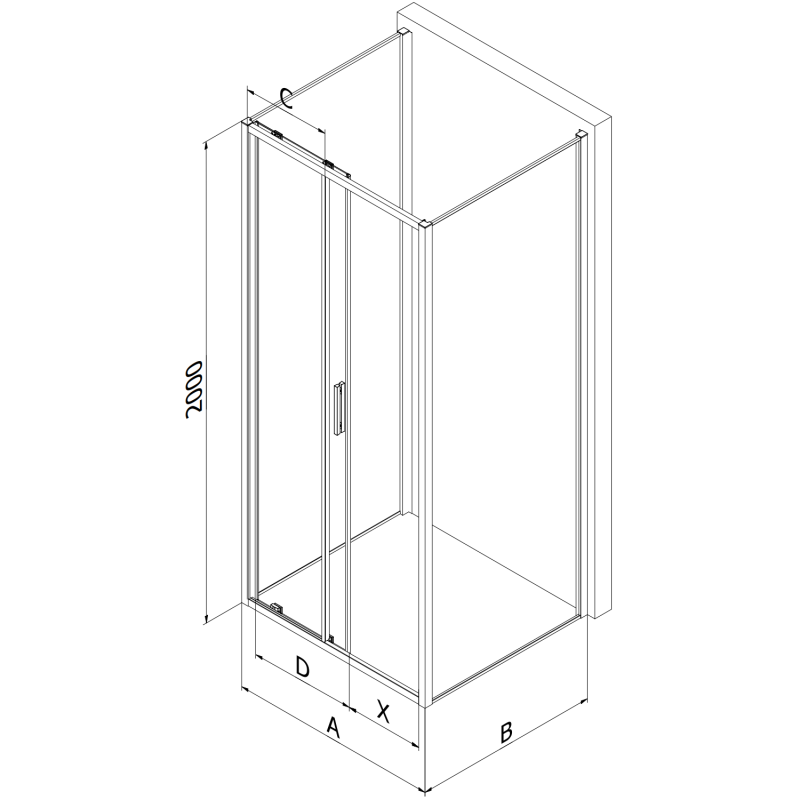 Mexen Exo-3S sprchový kout 3-stěnný posuvný 120 x 75 cm, transparentní, zlatý - 8151-120-075-50-00-3S