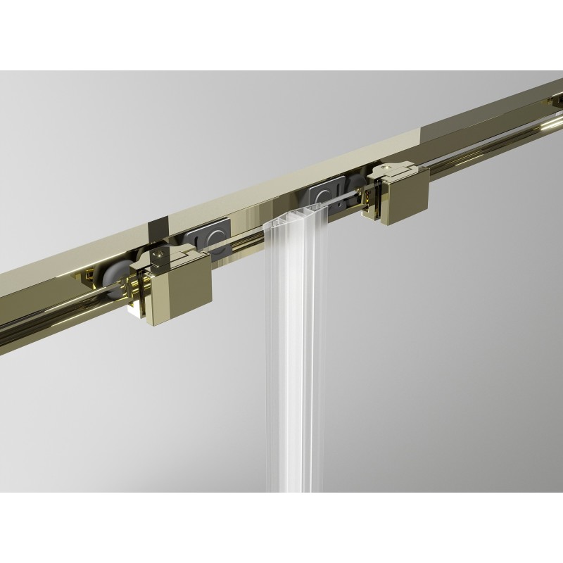 Mexen Exo-3S sprchový kout 3stěnný posuvný 130 x 100 cm, průhledný, zlatý - 8151-130-100-50-00-3S