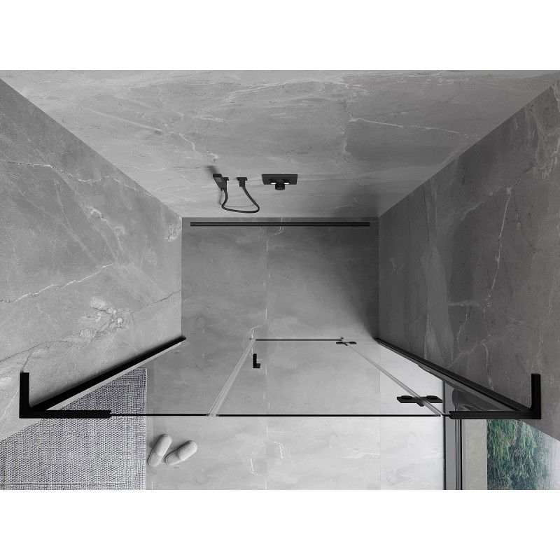 Mexen Mist-H L sprchové dveře otočné pravé 145 cm, transparentní, černé - 8A5L-145-001-70-00-P