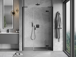 Mexen Mist-H L sprchové dveře otočné pravé 150 cm, transparentní, černé - 8A5L-150-001-70-00-P