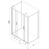 Mexen Exo-S Duo 3S sprchový kout 3-stěnný posuvný 190 x 70 cm, transparentní, černý - 8152-190-070-70-00-3S