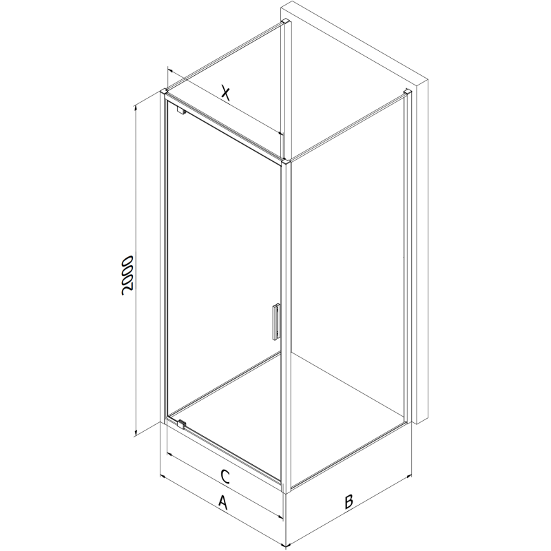 Mexen Exo-3S sprchový kout 3-stěnný otevírací 75 x 85 cm, transparentní, chrom - 8181-075-085-01-00-3S