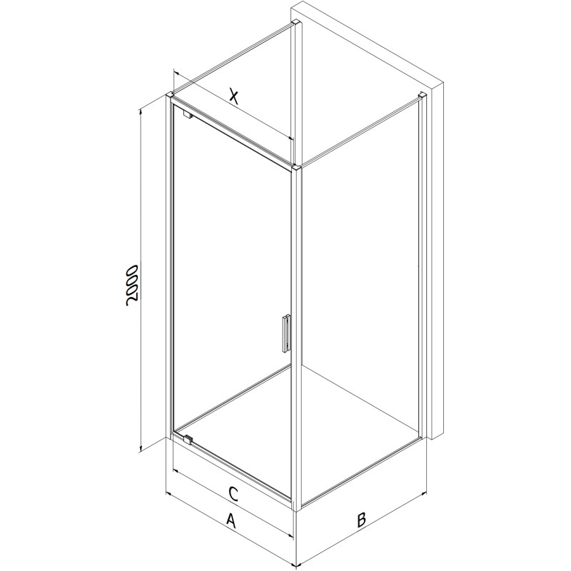 Mexen Exo-BR 3S třístranný otevírací sprchový kout 75 x 120 cm, transparentní, černý - 8181-075-120-70-00-3S