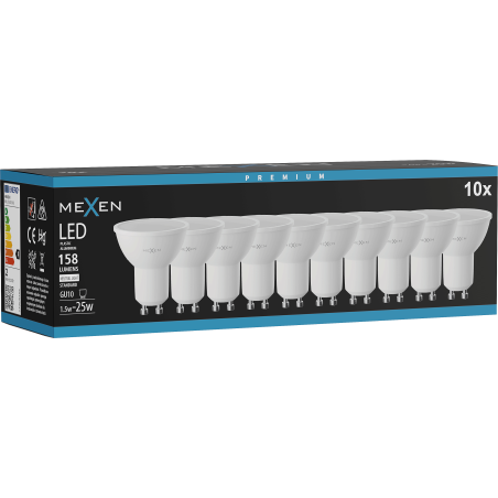 Mexen Nova 10x LED žárovka GU10, 1,5W, Neutrální - 4000K, 158 lm - L107-GU10-0140-01x10