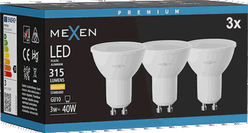 Mexen Nova 3x LED žárovka GU10, 3W, Teplá - 3000K, 315 lm - L107-GU10-0330-01x03