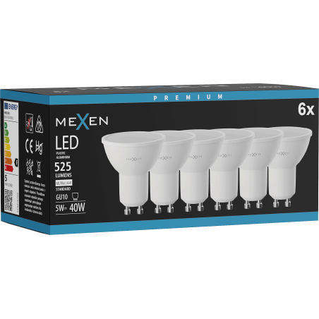 Mexen Nova 6x LED žárovka GU10, 5W, Neutrální - 4000K, 525 lm - L107-GU10-0540-01x06