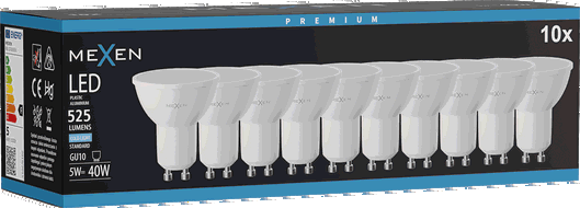 Mexen Nova 10x LED žárovka GU10, 5W, Studená - 6500K, 525 lm - L107-GU10-0565-01x10