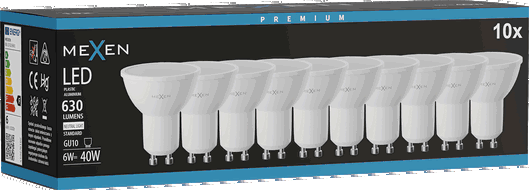 Mexen Nova 10x LED žárovka GU10, 6W, Neutrální - 4000K, 630 lm - L107-GU10-0640-01x10