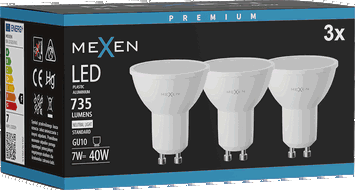 Mexen Nova 3x LED žárovka GU10, 7W, Neutrální - 4000K, 735 lm - L107-GU10-0740-01x03