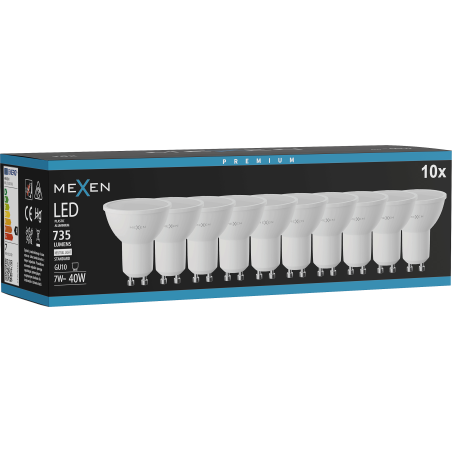 Mexen Nova 10x LED žárovka GU10, 7W, Neutrální - 4000K, 735 lm - L107-GU10-0740-01x10