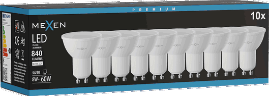 Mexen Nova 10x LED žárovka GU10, 8W, Neutrální - 4000K, 840 lm - L108-GU10-0840-01x10
