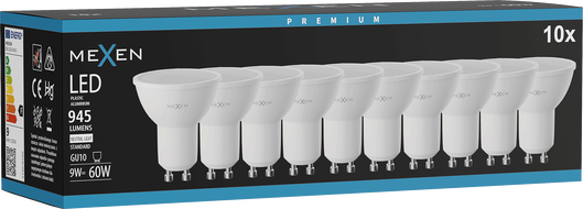 Mexen Nova 10x LED žárovka GU10, 9W, Neutrální - 4000K, 945 lm - L108-GU10-0940-01x10