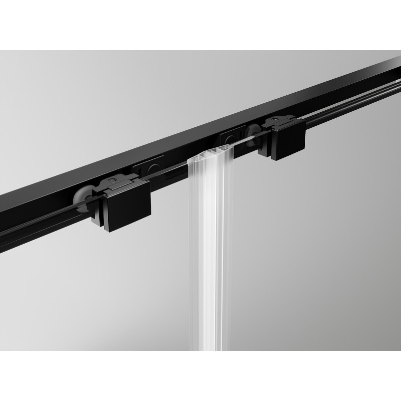 Mexen Exo-S 3S sprchový kout 3-stěnný posuvný 155 x 80 cm, transparentní, černý - 8151-155-080-70-00-3S