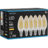 Mexen Vintis 6x LED žárovka s vláknem E14, C35, 6W, Teplá - 2200K, 600 lm, jantarová - L154-E14-0622-50x06