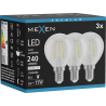 Mexen Vintis 3x Žárovka filament LED E14, G45, 2W, Neutrální - 4000K, 240 lm, čirá - L156-E14-0240-00x03