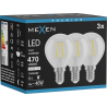 Mexen Vintis 3x žárovka filament LED E14, G45, 4W, Neutrální - 4000K, 470 lm, čirá - L156-E14-0427-00x03