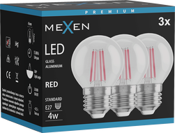 Mexen Vintis 3x LED žárovka E27, G45, 4W, 55 lm, červená - L156-E27-04XX-45x03