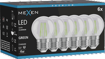 Mexen Vintis 6x žárovka filament LED E27, G45, 4W, 55 lm, zelená - L156-E27-04XX-46x06