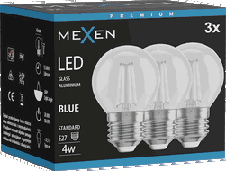 Mexen Vintis 3x LED žárovka filament E27, G45, 4W, 55 lm, modrá - L156-E27-04XX-47x03