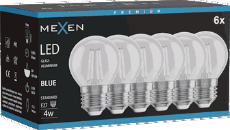 Mexen Vintis 6x žárovka filament LED E27, G45, 4W, 55 lm, modrá - L156-E27-04XX-47x06