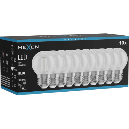 Mexen Vintis 10x žárovka filament LED E27, G45, 4W, 55 lm, modrá - L156-E27-04XX-47x10