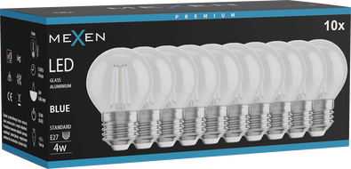 Mexen Vintis 10x žárovka filament LED E27, G45, 4W, 55 lm, modrá - L156-E27-04XX-47x10