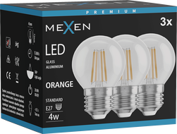 Mexen Vintis 3x LED žárovka filament E27, G45, 4W, 55 lm, oranžová - L156-E27-04XX-48x03