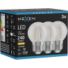 Mexen Vintis 3x LED žárovka filament E27, G45, 2W, Teplá - 2700K, 240 lm, čirá - L156-E27-0227-00x03