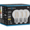 Mexen Vintis 3x Žárovka filament LED E27, G45, 2W, Teplá - 2700K, 240 lm, čirá - L156-E14-0227-00x03 - L156-E27-0227-00x03