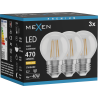 Mexen Vintis 3x Žárovka filament LED E27, G45, 4W, Teplá - 2700K, 470 lm, čirá - L156-E27-0427-00x03