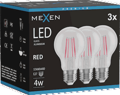 Mexen Vintis 3x LED filamentová žárovka E27, A60, 4W, 55 lm, červená - L150-E27-04XX-45x03