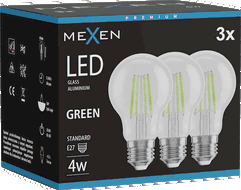 Mexen Vintis 3x žárovka filament LED E27, A60, 4W, 55 lm, zelená - L150-E27-04XX-46x03
