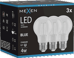 Mexen Vintis 3x žárovka filament LED E27, A60, 4W, 55 lm, modrá - L150-E27-04XX-47x03