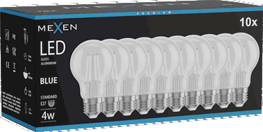 Mexen Vintis 10x žárovka filament LED E27, A60, 4W, 55 lm, modrá - L150-E27-04XX-47x10