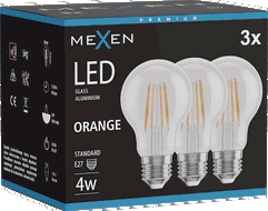 Mexen Vintis 3x Žárovka filament LED E27, A60, 4W, 55 lm, oranžová - L150-E27-04XX-48x03
