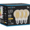 Mexen Vintis 3x žárovka filament LED E27, A60, 4W, Teplá - 2200K, 400 lm, amber - L150-E27-0422-50x03