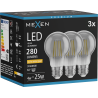 Mexen Vintis 3x žárovka filament LED E27, A60, 4W, Teplá - 2200K, 280 lm, smoke - L150-E27-0422-70x03