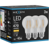 Mexen Vintis 3x LED filamentová žárovka E27, A60, 4W, Teplá - 2700K, 470 lm, čirá - L150-E27-0427-00x03